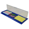 6" Ruler with Cover, Clips, Sticky Notes, Blue-Clear Top